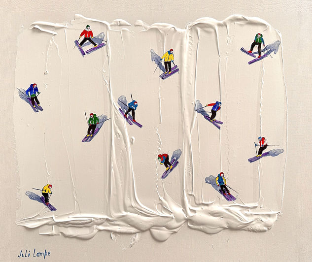 Winter games. Mixed media Canvas Figure Painting