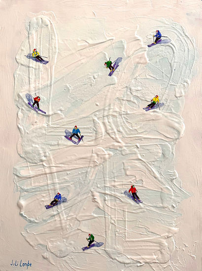 White mounts ski. Mixed media Canvas Landscaping