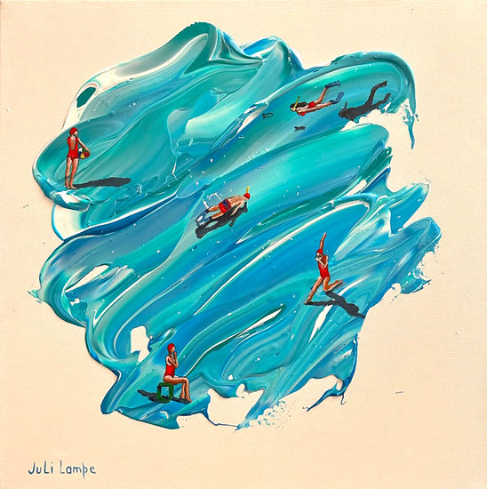 Swimming lovers. Media Mixta Lienzo Paisaje