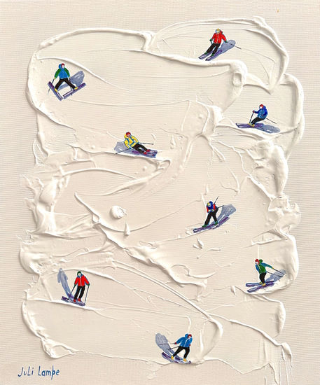 Winter games. Mixed media Canvas Figure Painting