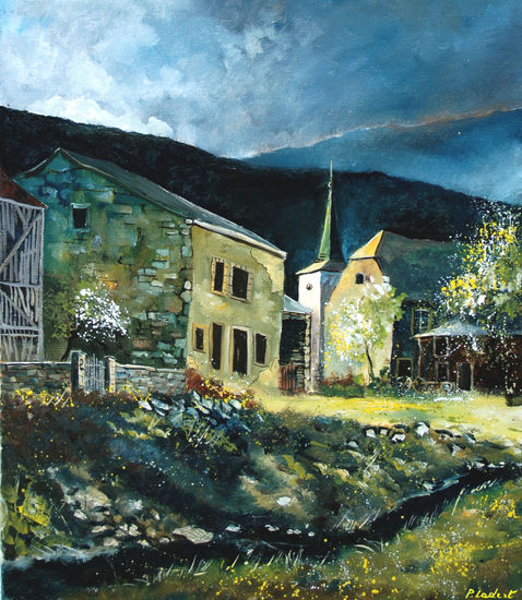 Spring in my village Oil Canvas Landscaping