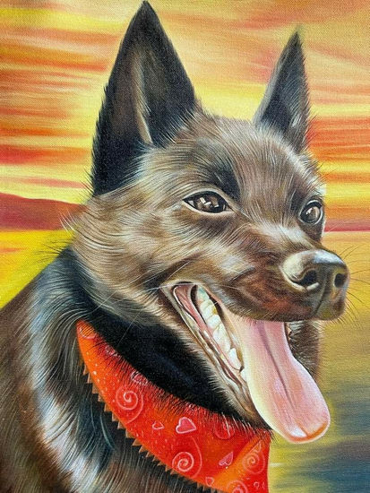 "sunset" Óleo Tela Animales