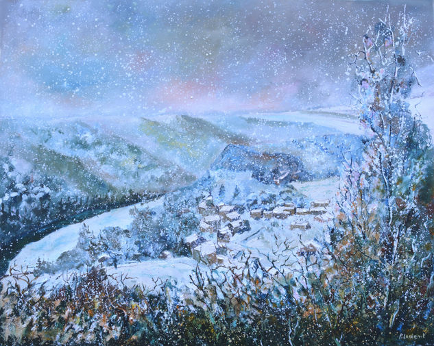 Snow in the valley Oil Canvas Landscaping