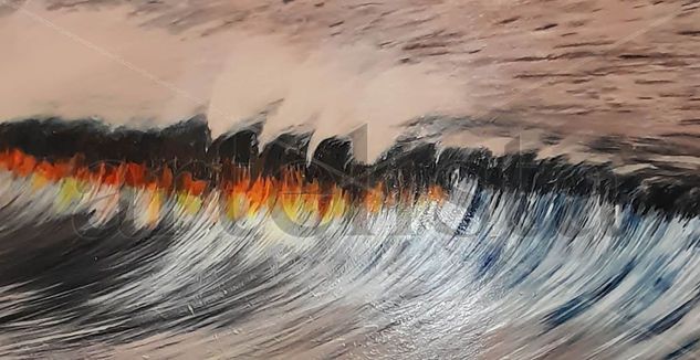 Viento de olas Acrylic Canvas Marine Painting