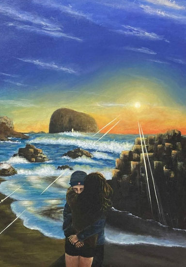 Zadkiel Rodriguez  (amor en la piedra de la iglesia) Acrylic Canvas Marine Painting