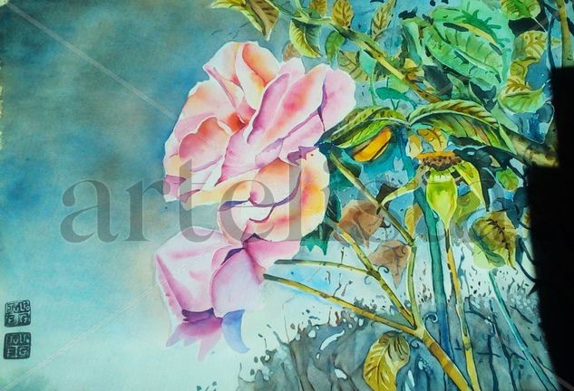 Rosa Watercolour Paper Floral Painting