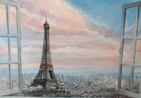 Erick Lepe  ( torre Eyffel  de francia) Acrylic Canvas Landscaping