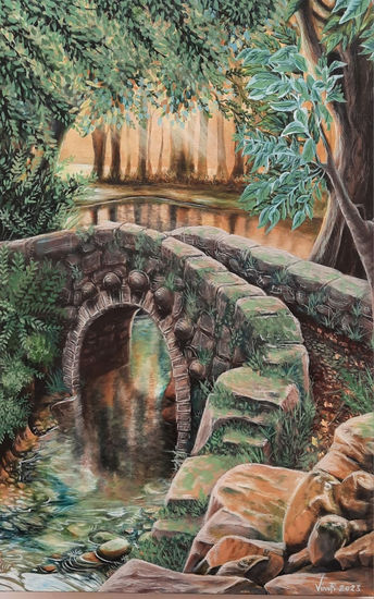 Victor Nuñez   ( puente micho ) Acrylic Canvas Landscaping