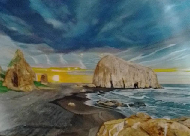 Lorena Flores.  ( roca de la iglesia ) Acrylic Canvas Marine Painting