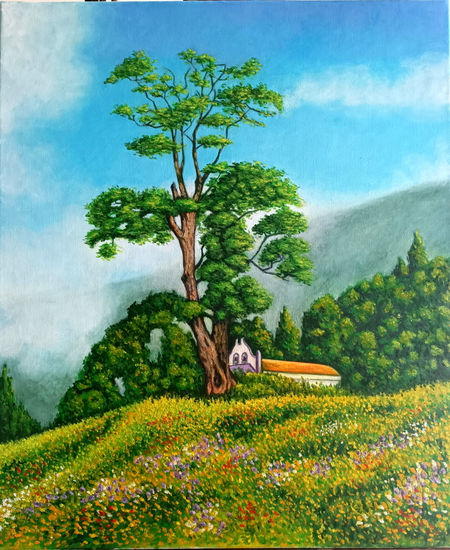 "El Pino de La Virgen" Oil Canvas Landscaping