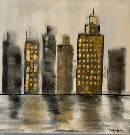 La ciudad Acrylic Canvas Landscaping