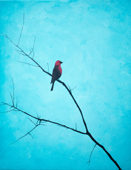 Pajaro y azul Acrílico Lienzo Animales