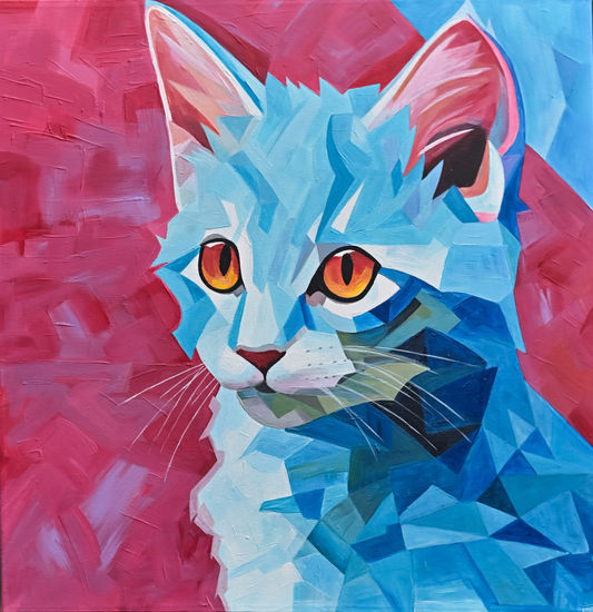 "Gatito azul" Acrylic Canvas Animals