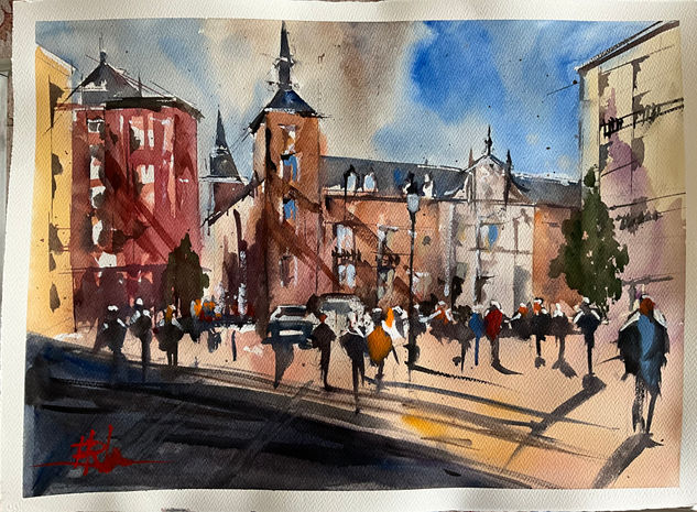 Plaza en Madrid Watercolour Paper Landscaping