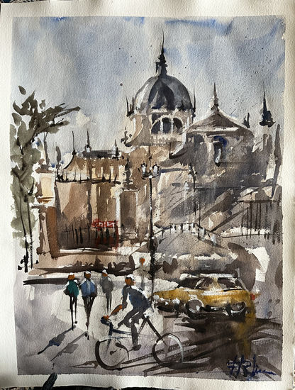 Catedral de la Almudena Acuarela Papel Paisaje