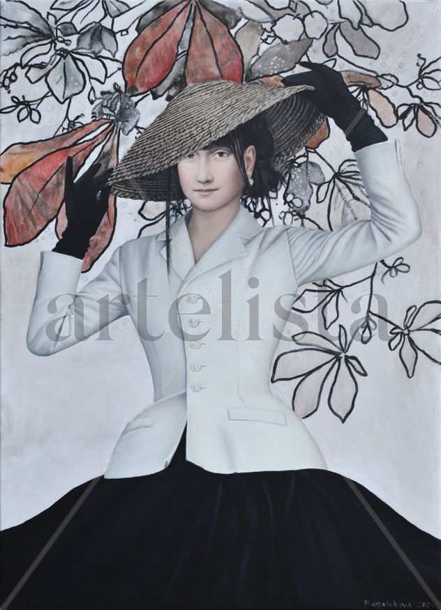 Contemporary painting with Mona Lisa "New Hat"