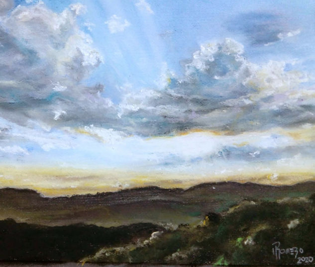 Un amanecer de pandemia desde mi ventana Pastel Paper Landscaping