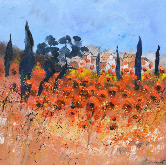 Red poppies in Provence Óleo Lienzo Paisaje