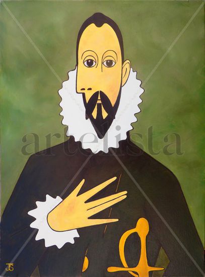 El caballero de la mano en el pecho Oil Canvas Portrait