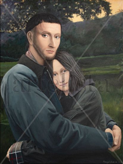 Contemporary portrait "Together" Acrílico Lienzo Retrato