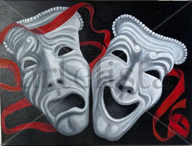 MASCARAS DE TEATRO Oil Canvas Figure Painting