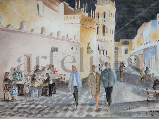 Alrededores de la iglesia de Santa Ana.sevilla Watercolour Paper Landscaping