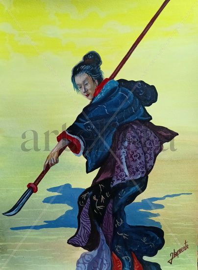 Onna - bugeisha Acrylic Paper Figure Painting