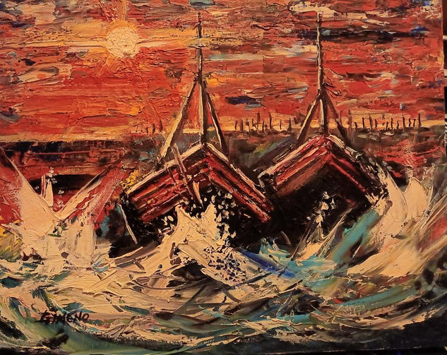 MARINA Oil Canvas Marine Painting