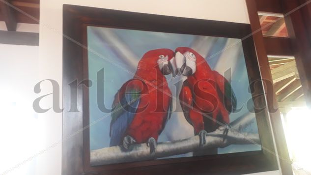 guacamayas rojas Oil Canvas Animals