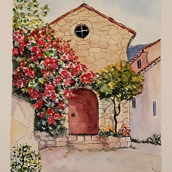 La Ermita Románica Acuarela Papel Paisaje