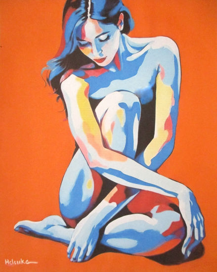 "Tangerine Retreat" Acrylic Canvas Figure Painting