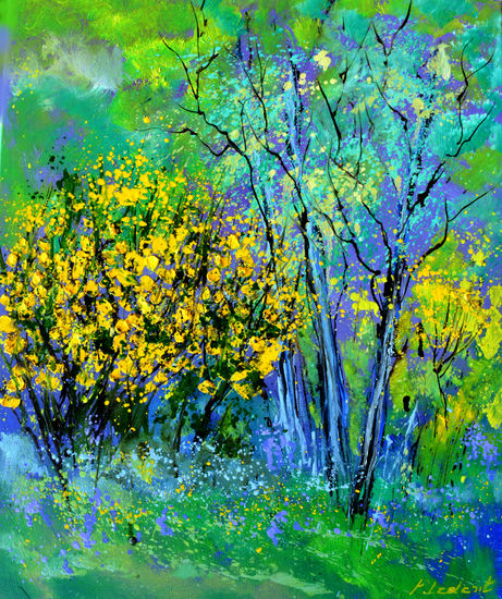 Yellow broom flowers Oil Canvas Landscaping