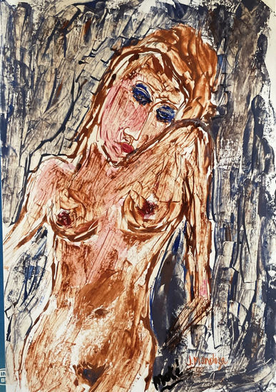 Reflexion Oil Paper Nude Paintings