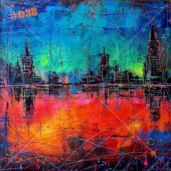 “#038 KOSMOS CITY“ Acrylic Canvas Others