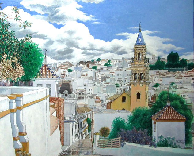 Calle Sta. Maria, Parroquia de Santiago Oil Canvas Landscaping