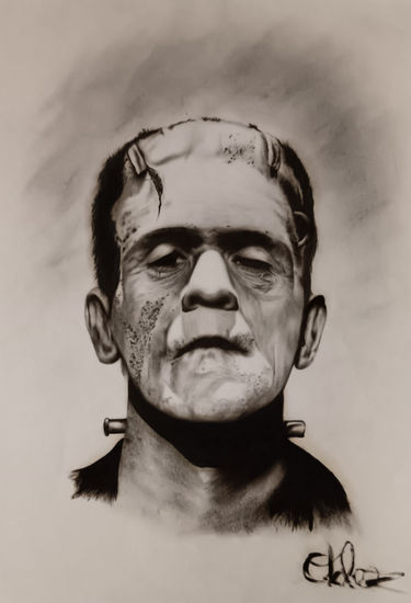 Frankenstein Óleo Papel Retrato