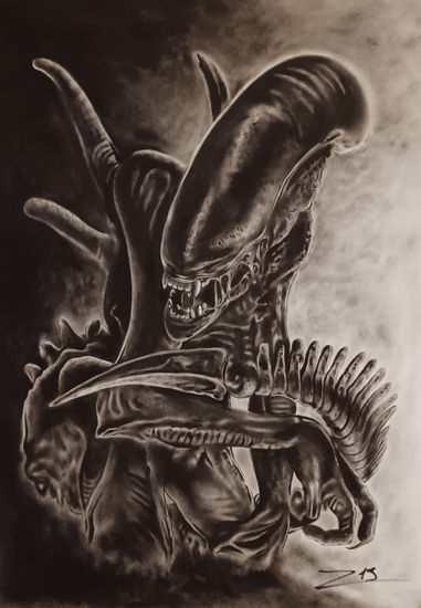 Xenomorfo alien Oil Card Figure Painting