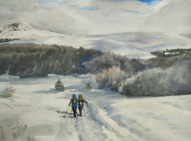 Paseo por la nieve Watercolour Paper Landscaping