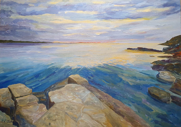 Mediterráneo, de noche Acrylic Canvas Marine Painting