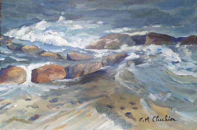 Mar, olas y rocas Acrylic Canvas Marine Painting