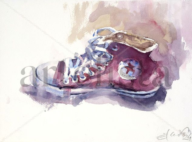 THe old sneaker Acuarela Papel Otros