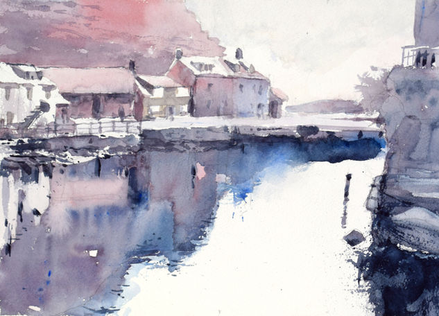 In the harbour Watercolour Paper Marine Painting