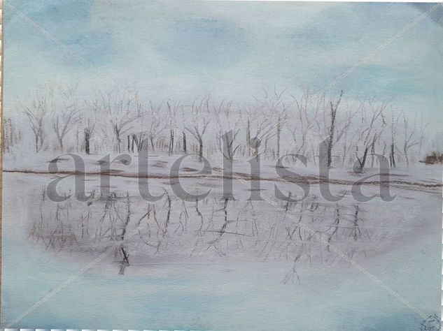 Reflejo invernal Pastel Otros Paisaje