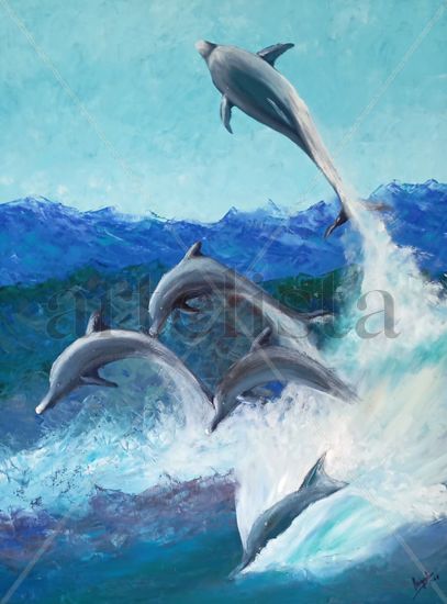 Els dofins (Los delfines) Acrylic Panel Animals