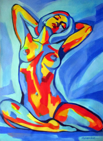 "Sapphire Silence" Acrílico Lienzo Desnudos