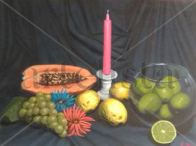 STILL LIFE WITH CANDLE Oil Canvas Still Life Paintings