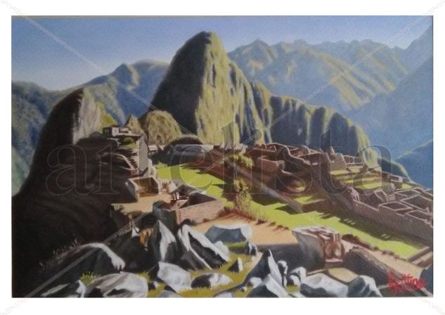 MACHU PICCHU Óleo Papel Paisaje