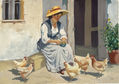 Campesina y sus gallinas