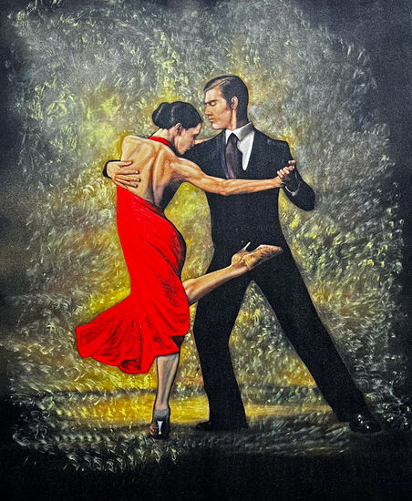 Bailarines de Tango Oil Canvas Figure Painting