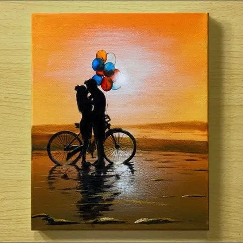 enamorados con una bicicleta Oil Canvas Figure Painting